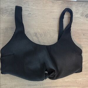 💚 Hollister | Black Ribbed Scoop Neck Swim Top - Knotted front detail - medium
